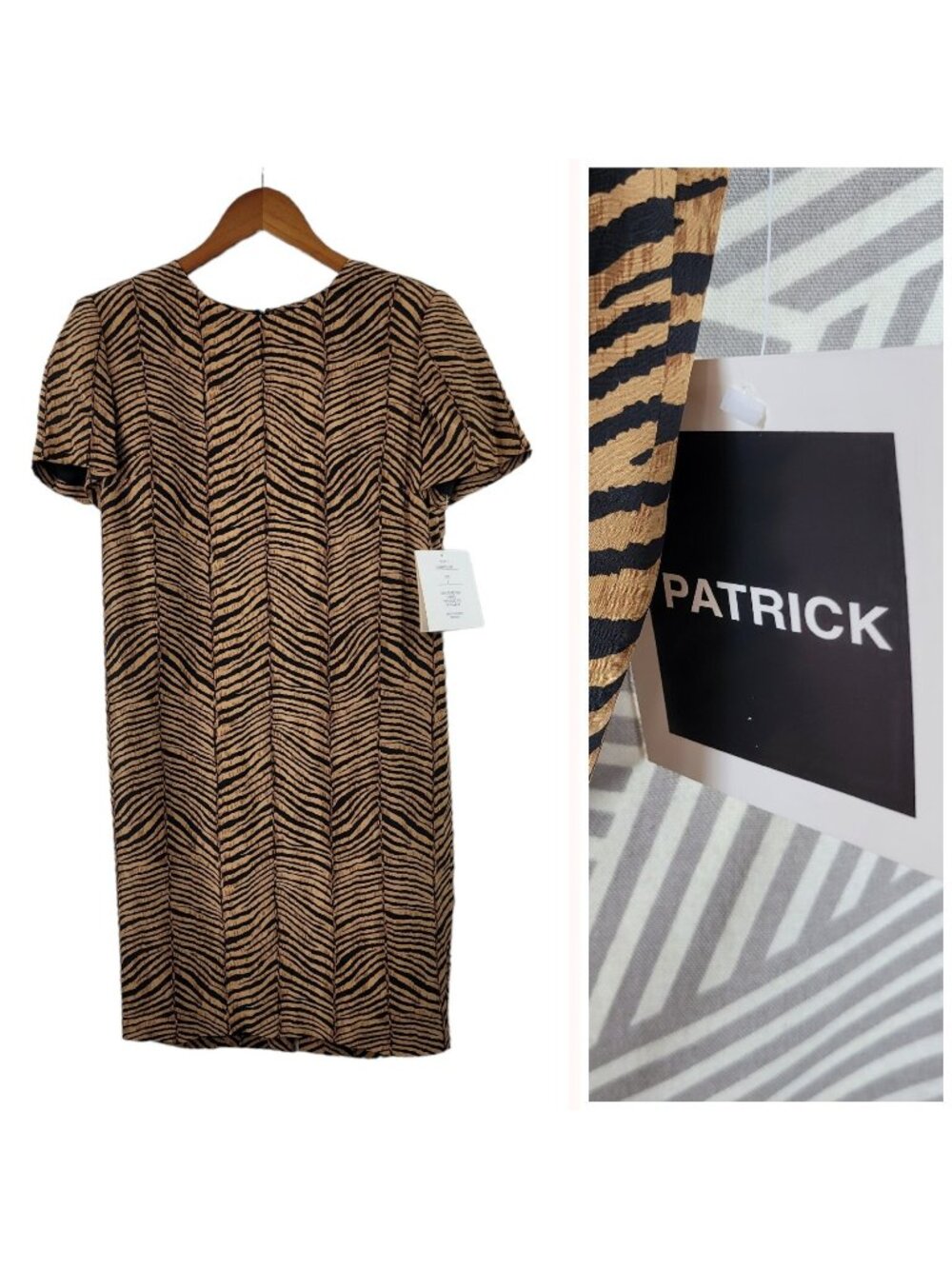 Vintage NEW 100% Silk Sheath Dress size 4 Evening party event Animal Print